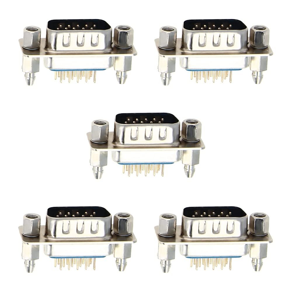 Heyiarbeit 15-pin 3-Row D-SUB Connector Changer 1404-151-D1-2 Male h65 3.05mm Mini High Density Port Terminal Breakout for Mechanical Equipment CNC Computers Pack Blue 5pcs