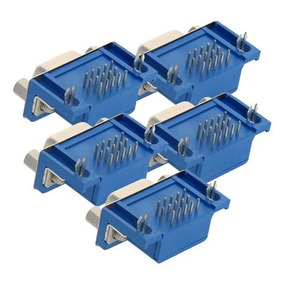 Heyiarbeit 15-pin 3-Row D-SUB Connector Changer 1406-152-AS-2 Female Copper Alloy 3.2mm Mini High Density Port Terminal Breakout for Mechanical Equipment CNC Computers Pack Blue 5pcs