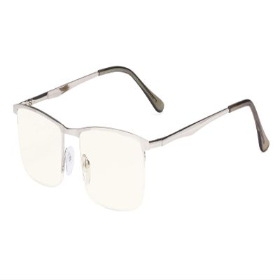 Eyekepper Computer Reading Glasses - Blue Light Filter Readers - UV420 Protection Metal Half-rim Women Men - Silver
