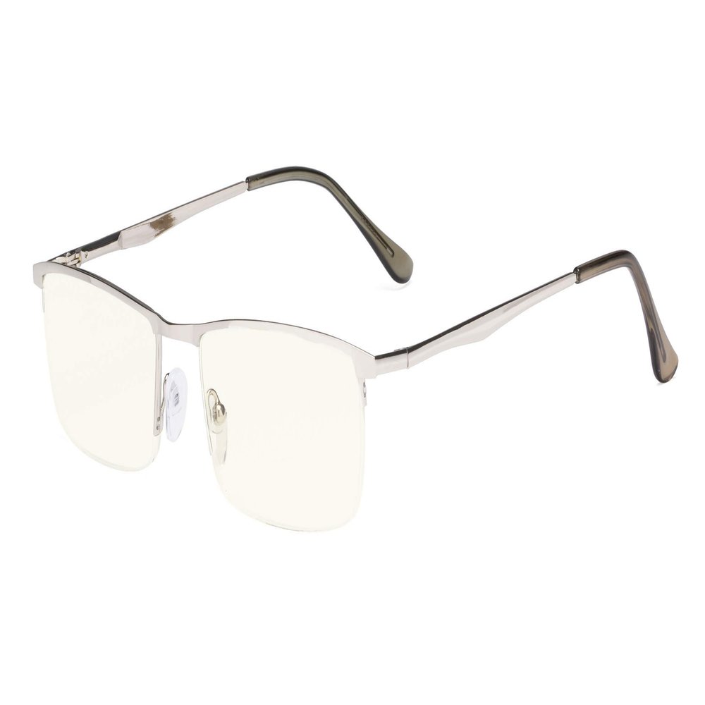 Eyekepper Computer Reading Glasses - Blue Light Filter Readers - UV420 Protection Metal Half-rim Women Men - Silver