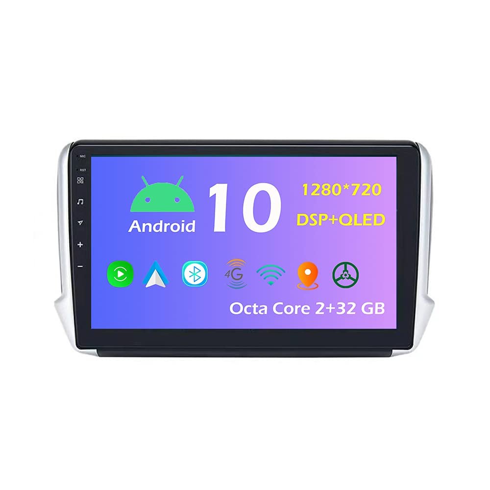 10.1'' Android 10.0 Car Radio Stereo Fit for Peugeot 208&2008 2008-2016 Head Unit GPS Navigation Carplay 4G WiFi Bluetooth