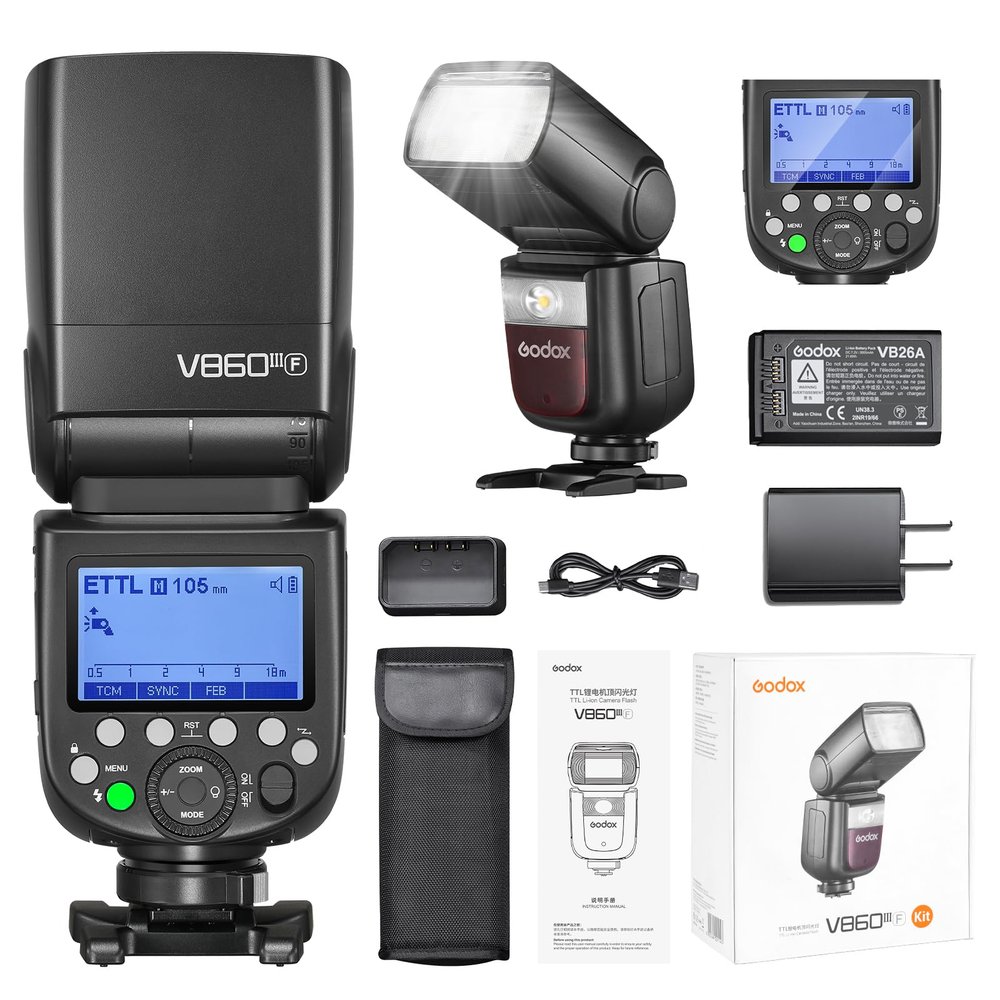 Godox V860III-F for Fujifilm Camera Flash, Ving V860III TTL Li-Ion Flash Kit, HSS 1/8000s 2.4G GN60 Speedlight, 2600mAh Battery Speedlite, Modeling Light for Fuji Cameras