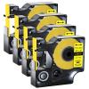 GREENCYCLE Industrial Permanent Vinyl Labels 18431 3/8" (9mm) x 18ft (5.5m) Compatible for DYMO Rhino 5200 4200 3000 5000 6000 PRO1000,LabelWriter 450 Duo (Black on Yellow, 4 Pack) view 1