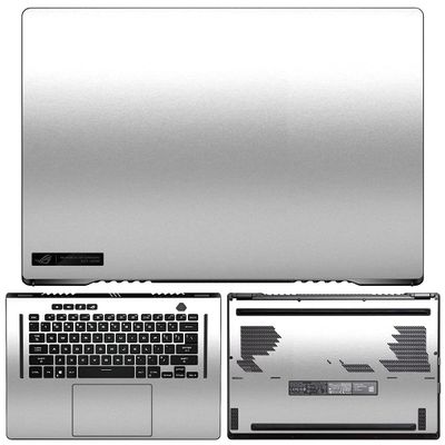 SopiGuard Sticker Skin for 2021 Asus Zephyrus G15 Edge-to-Edge Vinyl Wrap Include Top, Keyboard, Bottom Panels (Satin Silver Metallic)