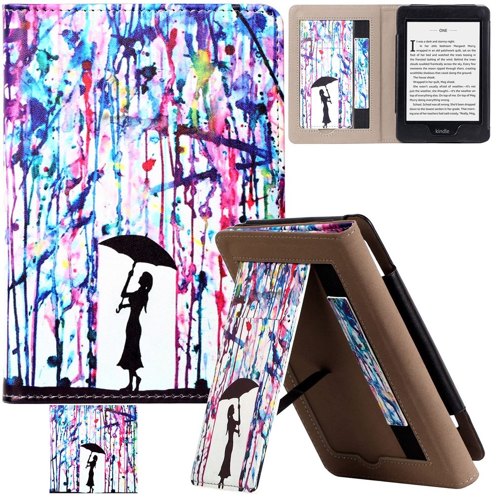 REASUN Case for Kindle Paperwhite 2018, Slim Hand Strap Foldable Stand PU Leather Smart Cover with Auto Wake/Sleep Case for Amazon Kindle Paperwhite (10th Generation 2018 Released), Paint Girl