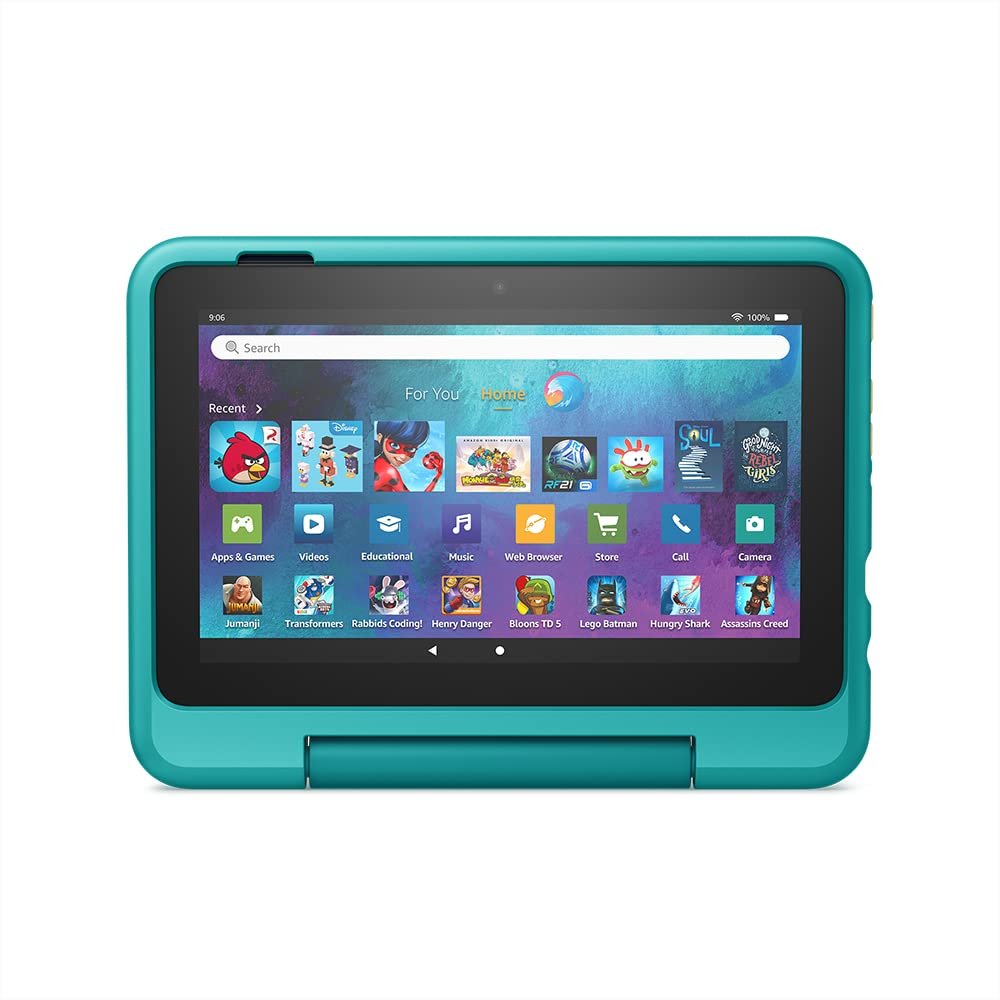 Amazon Kid-Friendly Case for Fire 7 tablet (Only compatible with 12th generation tablet, 2022 release) - Hello Teal