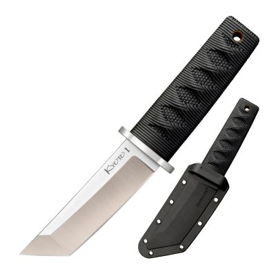 Cold Steel Kyoto 3.25" Durable Compact 8Cr13MoV Stainless Steel Fixed Blade Tanto Outdoor Hunting Utility Knife, 3 3/8" Textured Kray-Ex Handle, Sheath Included