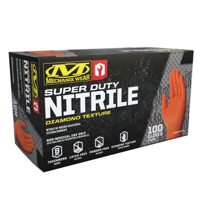 Mechanix Wear: 8 Mil Heavy Duty Nitrile Disposable Gloves, Latex Free, Powder Free, Nitrile Rubber Gloves with Textured Grip, 100 pack, Cleaning and Mechanic Work Gloves (Orange 8 mil, X-Large)