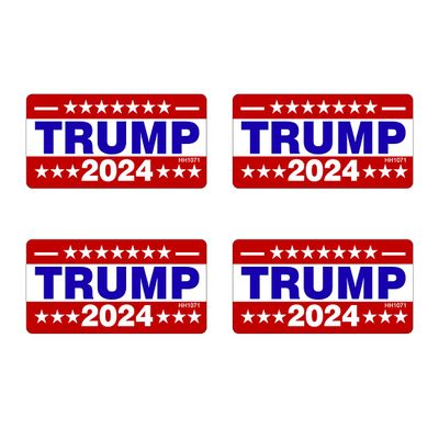 Trump 2024 Hard Hat Stickers (4 Pack- 2x1) Political Decals - Flag Vinyl for Tool Boxes, Laptops, Helmets and More - Pro Trump Stickers for Construction Workers