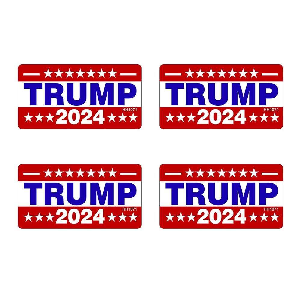 Trump 2024 Hard Hat Stickers (4 Pack- 2x1) Political Decals - Flag Vinyl for Tool Boxes, Laptops, Helmets and More - Pro Trump Stickers for Construction Workers