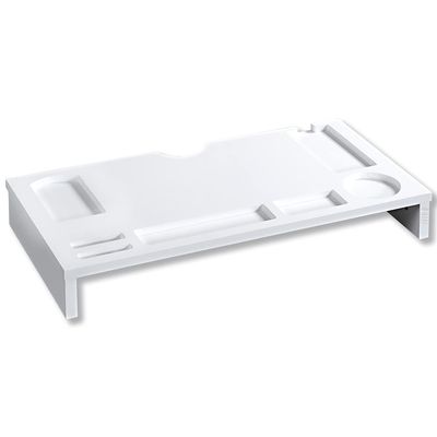 Kesper Desk Organiser & Monitor Stand, Material: Chipboard, Dimensions: W: 60 x H: 8.5 x D: 30 cm, Colour: White, 58821 13