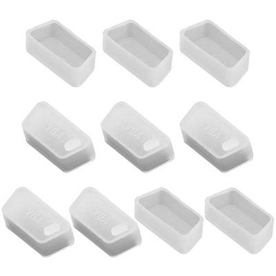 Heyiarbeit 10pcs Silicone VGA Cap Port Cover Anti Dust Stopper Plug Cover Protector Cap for End Computer Digital Socket Printer Transparent Tone