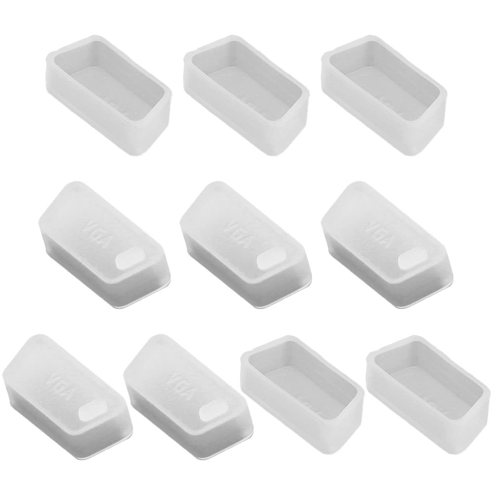 Heyiarbeit 10pcs Silicone VGA Cap Port Cover Anti Dust Stopper Plug Cover Protector Cap for End Computer Digital Socket Printer Transparent Tone