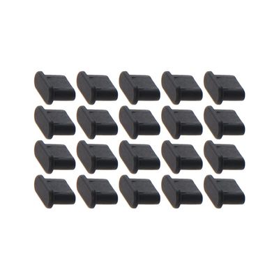 Heyiarbeit 20pcs Silicone Type-C Cap Port Cover Anti Dust Stopper Plug Cover Protector Cap for Female End Computer Digital Socket Printer Black Tone