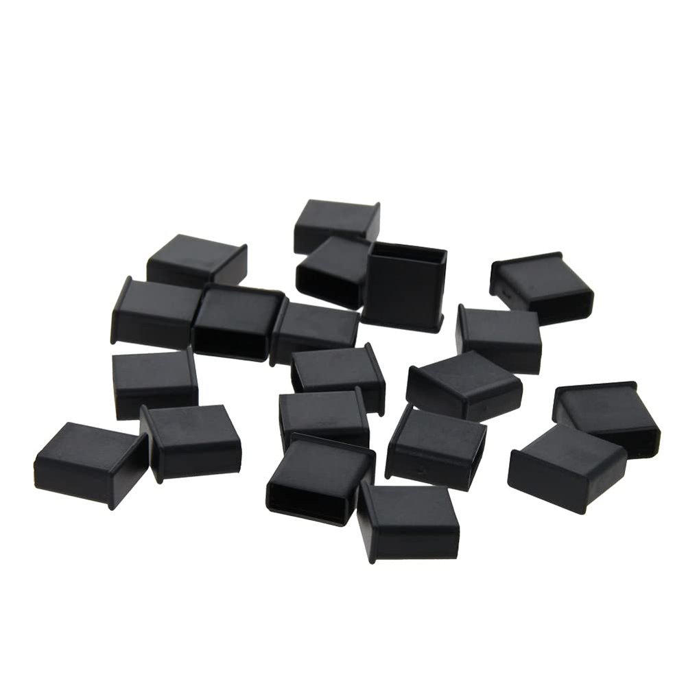 Heyiarbeit 20pcs Silicone USB2.0 Cap Port Cover Anti Dust Stopper Plug Cover Protector Cap for Male End Computer Digital Socket Printer Black Tone