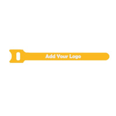 Muka 500 Pcs Multi-Size Custom Cable Tie Reusable Fastening Wraps Logo Printed Hook and Loop Promotion Item-Yellow-1/2"x8"