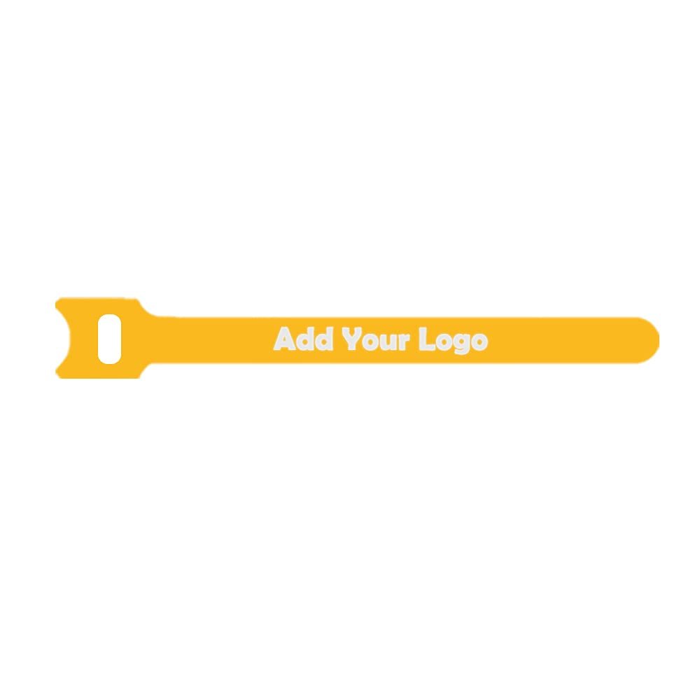 Muka 500 Pcs Multi-Size Custom Cable Tie Reusable Fastening Wraps Logo Printed Hook and Loop Promotion Item-Yellow-1/2"x8"