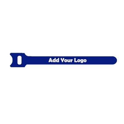 Muka 500 Pcs Multi-Size Custom Cable Tie Reusable Fastening Wraps Logo Printed Hook and Loop Promotion Item-Blue-1/2"x8"