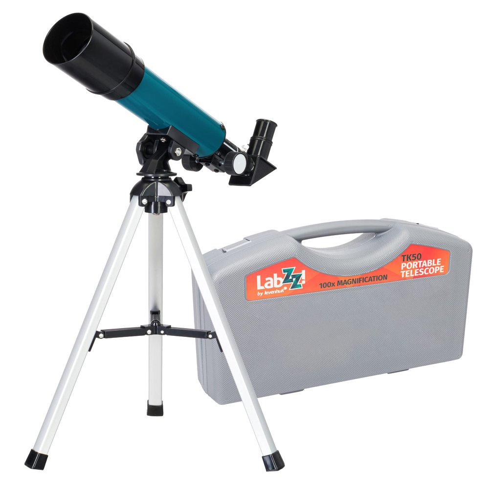 Levenhuk LabZZ TK50 50mm Lightweight Portable Travel Refractor Telescope with Case and Accessories for Children and Beginners