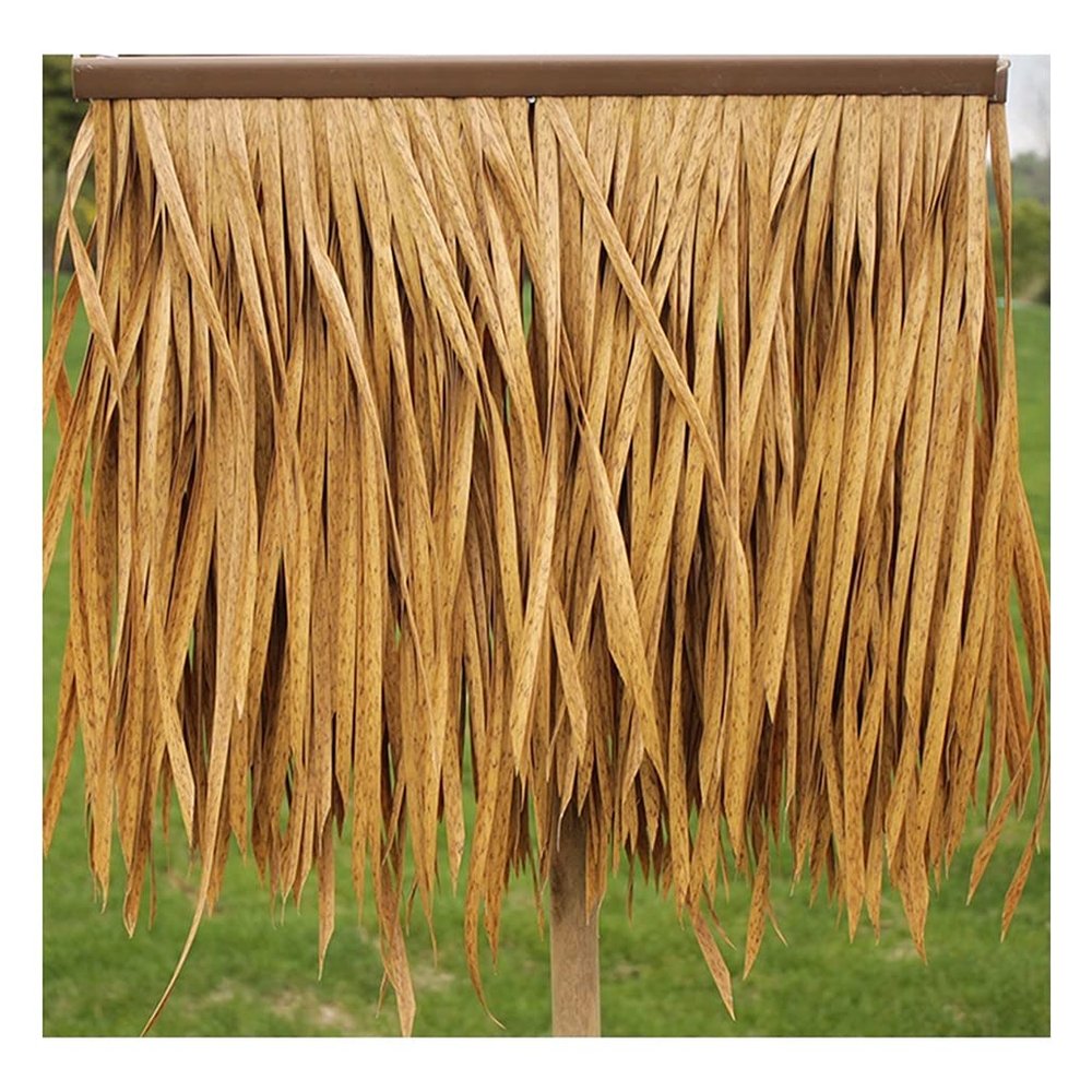 Palm Thatch, Thatch Roof Artificial Fake Straw Fake Thatch Artificial Thatch Tile Plastic Thatch Durable Polyester Synthetic Plastic Material Thatch Palm Thatch 50X50cm/1.64X1.64ft,2pcs Simulation tha
