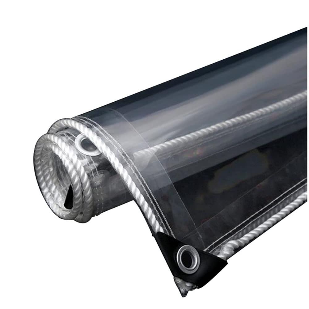FUFU Roller Shade Blind Heavy Duty Waterproof Clear Tarpaulin with Eyelets,0.55mm Transparent PVC Glass See Through Tarp,Rainproof Outdoor Courtyard Plant Canopy Cover,650g/M, Size Can Be Customize