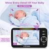 VTimes Baby Monitor Video Baby Monitor with Camera and Audio No WiFi 5" LCD Screen, Two-Way Audio, Night Vision,1000ft Range, 2X Zoom Temperature Display, Lullaby Elderly Pet view 4