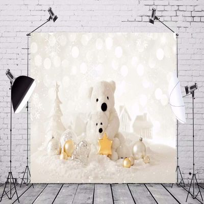 BELECO 5x4ft Fabric Christmas Backdrop Christmas Background with Teddy Bears Photography Backdrop for Christmas New Year Event Party Decorations Celebration Photo Background Photo Studio