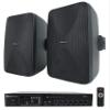 Rockville Restaurant Bundle: (2) WET-6525B Black 6.5" 70V Commercial Wall Speakers, IP55 Outdoor Rating, RCS80-1 60-Watt 70V Bluetooth Amplifier, 3-Items view 1