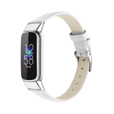 KangPlus Sports Wristband Compatible with Fitbit Luxe,Lightweight Sport Leather Watch Band Slim Soft Replacement Strap Comfortable Skin-friendly Wristbands Adjustable 5.5-8.0 inch for Women - White