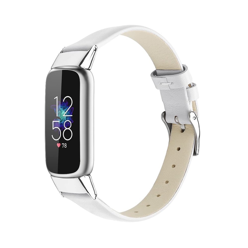 KangPlus Sports Wristband Compatible with Fitbit Luxe,Lightweight Sport Leather Watch Band Slim Soft Replacement Strap Comfortable Skin-friendly Wristbands Adjustable 5.5-8.0 inch for Women - White