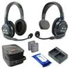Eartec UL2SD Ultralite Full Duplex Wireless Headset Communication for 2 Users - 1 Single Ear and 1 Dual Ear Headsets with SolidSignal Cleaning Wipes Bundle view 1