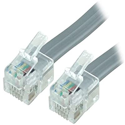 RiteAV - 0.33 Feet (4 Inches) RJ12/M to RJ12/M 6P6C Straight for Data Phone Line Cord - Gray