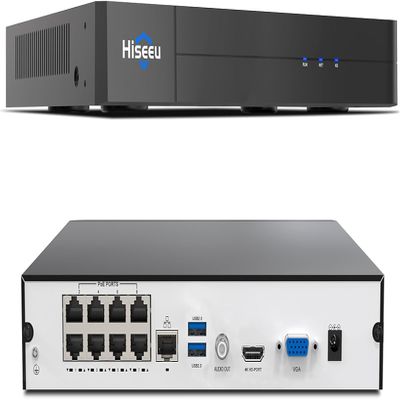 16 channel ExtendableHiseeu 8 Port 4K PoE Network Video Recorder NVR, Support 4K/2K/8MP/5MP/3MP/1080P PoE Camera, Free Remote Access, Motion Alarm, 24/7 Recording, Smart Playback, No Hard Disk Drive