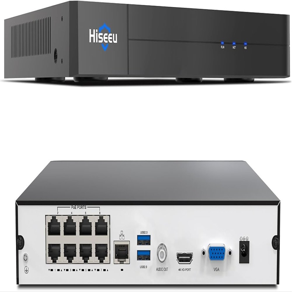 16 channel ExtendableHiseeu 8 Port 4K PoE Network Video Recorder NVR, Support 4K/2K/8MP/5MP/3MP/1080P PoE Camera, Free Remote Access, Motion Alarm, 24/7 Recording, Smart Playback, No Hard Disk Drive