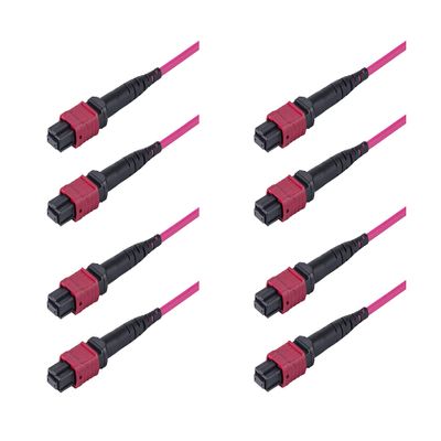 SpeedyFiberTX - 4-Pack 3.5 Meter 12 Fiber 40Gb 100Gb Multimode Elite MTP Fiber Trunk Cable, Type-B, OM4 Corning ClearCurve Fiber, Fire Retardant Plenum OFNP Cable Jacket
