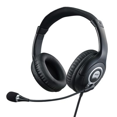 acer Over-Ear Headset (Omnidirectional Microphone, 94 db, 20 Hz - 20 kHz, 2.4 m Long Cable for Sufficient Flexibility, 3.5 mm Jack with Plug & Play) Silver, GPHDS1100T, Black, Unknown