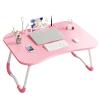 HB1 Home Folding Laptop Desk for Bed & Sofa Lightweight and Portable Lap Desk for Study and Reading Bed Top Tray Table Top Drawer Outdoor Camping,Pink view 1