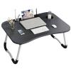 HB1 Home Folding Laptop Desk for Bed & Sofa Lightweight and Portable Lap Desk for Study and Reading Bed Top Tray Table Top Drawer Outdoor Camping,Pink view 4
