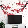 3D Red Plum Branch Wall Sticker Creative Flower Birds Frolic Pastoral Style Wall Decals Removable Peel and Stick for Kids Girls Bedroom Living Room Office TV Background Classroom Art Wall Decor (A) view 2