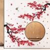 3D Red Plum Branch Wall Sticker Creative Flower Birds Frolic Pastoral Style Wall Decals Removable Peel and Stick for Kids Girls Bedroom Living Room Office TV Background Classroom Art Wall Decor (A) view 3