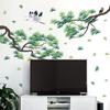 4 Sheets Green Pine Branches Wall Decals White Crane Wall Stickers DIY Removable Natural Plants Home Art Decoration for Baby Kids Girls Bedroom Living Room Office TV Sofa Background Nursery Classroom view 3
