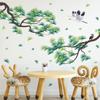 4 Sheets Green Pine Branches Wall Decals White Crane Wall Stickers DIY Removable Natural Plants Home Art Decoration for Baby Kids Girls Bedroom Living Room Office TV Sofa Background Nursery Classroom view 4