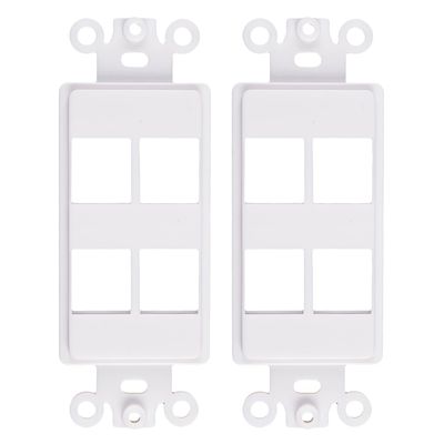 4-Port Decorator Keystone Insert, Wall Plate Adapter, 4 Port, 2 Pack White