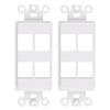 4-Port Decorator Keystone Insert, Wall Plate Adapter, 4 Port, 2 Pack White view 1