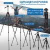 75" Camera Tripod, Aluminum Heavy Duty Camera Stand for ipad Phone, Travel Tripod with/Carry Bag/Phone Tablet Holder, Compatible with Canon Nikon Sony DSLR, Spotting Scopes, Max Load 15 Lb(Black) view 3