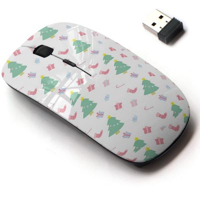 2.4G Wireless Mouse with Cute Pattern Design for All Laptops and Desktops with Nano Receiver - Christmas New Year Colorful