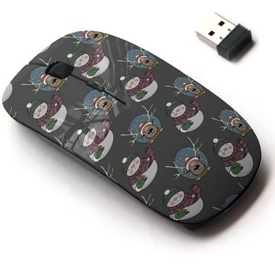 2.4G Wireless Mouse with Cute Pattern Design for All Laptops and Desktops with Nano Receiver - Christmas Cute Snowman Deer