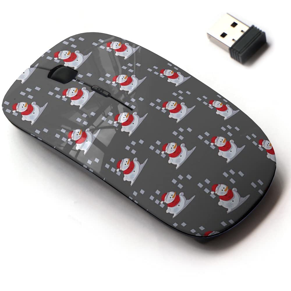 2.4G Wireless Mouse with Cute Pattern Design for All Laptops and Desktops with Nano Receiver - Christmas Snowmen Snowflakes