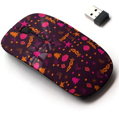 2.4G Wireless Mouse with Cute Pattern Design for All Laptops and Desktops with Nano Receiver - Christmas Tree Gift Candle Santa clausfoot