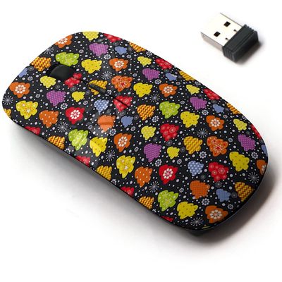 2.4G Wireless Mouse with Cute Pattern Design for All Laptops and Desktops with Nano Receiver - Colorful Decorative Christmas